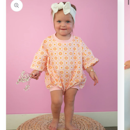 Oversized T-shirt Bubble Romper- Boho Daisy Check – Addie Joy Company