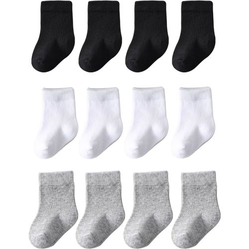 Marchare Baby Crew Socks Baby Cotton Socks 12-Pack Newborn Baby Sock 0-3/3-6 Months for Infant Baby Boys Girls