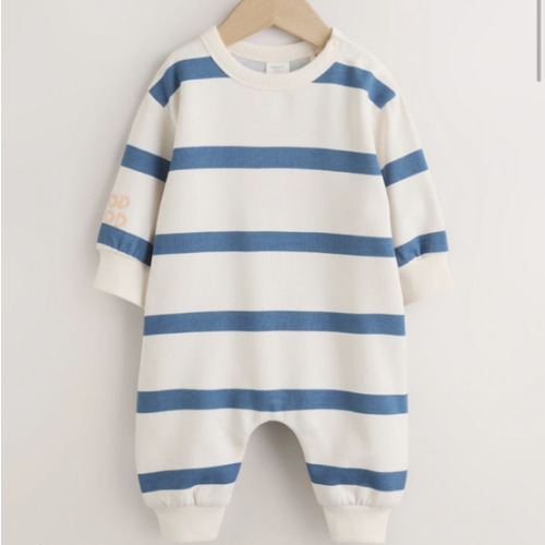 Buy Blue/Ecru Stripe Sweat Baby Romper (0mths-3yrs) from Next USA