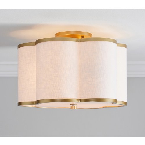 Linen Flower Scallop Flush Mount (15")