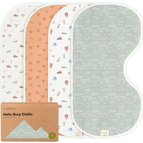 KeaBabies 4-Pack Baby Burp Cloths Baby Girl, Boy,Organic Cotton(Wilderness)