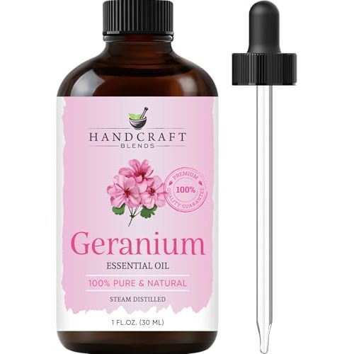 Handcraft Blends Geranium Essential Oil – 1 Fl Oz – 100% Pure and Natural – Premium Grade Essential Oil for Diffuser and Aromatherapy, Skin, Massage, Candle and Soap Making Fragrance