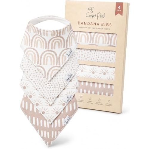 Copper Pearl Baby Bandana Drool Bibs for Drooling and Teething 4 Pack Gift Set Bliss