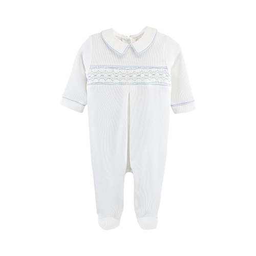Smocked Footie with Contrast Trim