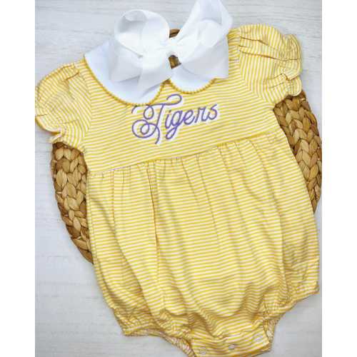 Tigers Collar Bubble: Girls Embroidered Football Outfit