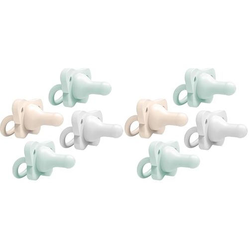 Dr. Brown's HappyPaci 100% Silicone Baby Pacifier, Contoured One-Piece Design, Gray/Green/Ecru, 0-6m, BPA-Free, 3-Pack