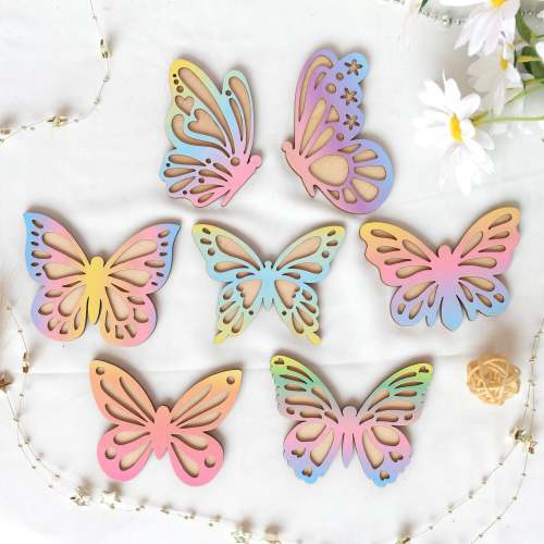 Rainbow Wooden Butterfly Wall Decor (7-Pack): Boho Nursery Art