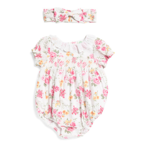 Newborn Girls 2pc Smocked Floral Bubble Bodysuit And Headband | Kids & Baby | T.J.Maxx
