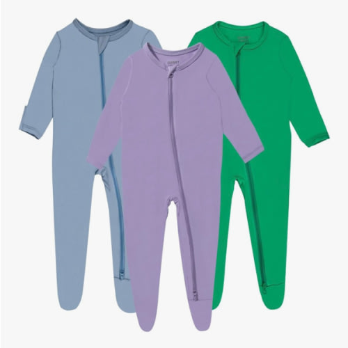 Footed Pajamas with Mittens from Bamboo Sleepers, 2 Way Zipper Long Sleeve Pjs
