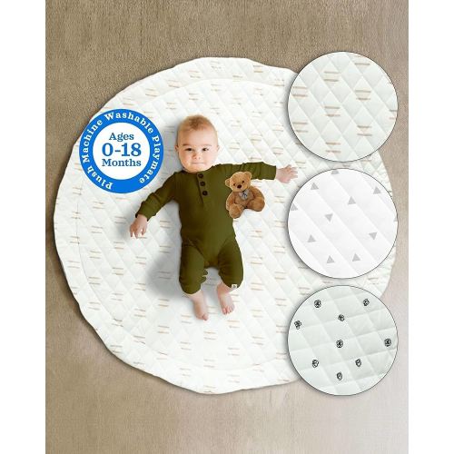 Poppyseed Play Baby Play Mat for Floor, Baby Mat Machine Washable Tummy Time Activity Mat for Crawling, Essential Playroom & Nursery, Girl Boy Babies Reversible Mats for Newborns Baby Shower Gift
