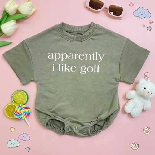 Apparently I Like Golf Embroidered Baby Bodysuit, Funny Romper