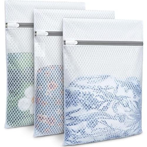 BAGAIL Laundry Bags Mesh Wash Bag for Intimates Lingerie and Delicates,3Pcs(Honeycomb,3L)
