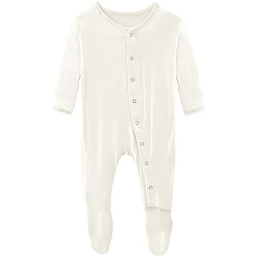 KicKee Pants Solid Footies with Snaps, Super Soft One-Piece Jammies, Viscose from Bamboo Sleepwear for Babies