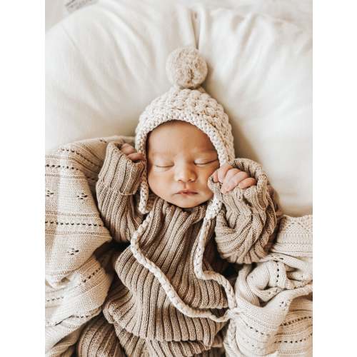 Luna + Luca Chunky Knit Bonnet - Beige