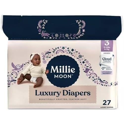 Millie Moon Luxury Disposable Diapers - (Size 3 and 27 Count) ~ 1 Pack ~ White.