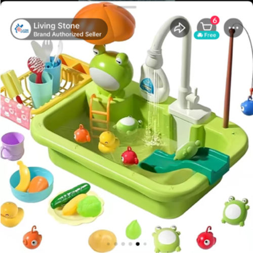 CUTE STONE Play Sink with Running Water, Pretend Play Kitchen Sink with Upgraded Electric Faucet, Realistic kitchen play set learning cookingset Plastic Toy Outdoorfun, summerwins - TikTok Shop