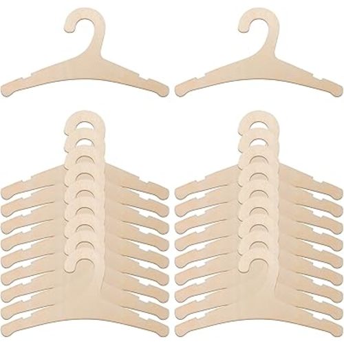 20 Packs Wooden Baby Hangers, 9inch Wooden Kids Hangers Non Slip Cute Children's Hanger Newborn Hanger for Baby Shower Kids Toddler Coats Pants Suits Jackets Clothes Crate Closet Clothing Storage