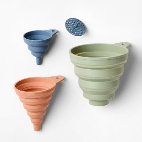 4pc Silicone Collapsible Funnel Set - Figmint™: Multicolored Kitchen & Cooking Funnels, Dishwasher-Safe, 5.59" Height