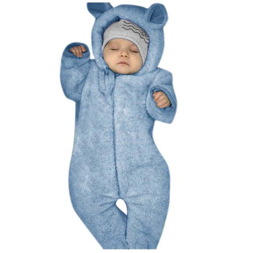 TOOYOU Boys Jacket Solid Baby Winter Coat Jumpsuit Thermal Warm Hooded Romper Coat&Jacket Versatile Outerwear Size 6 M-12 M Blue