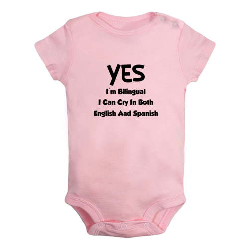 Baby Unisex I'm Bilingual I Can Cry In Both English And Spanish Funny Rompers Newborn Baby Bodysuits Infant Jumpsuits Kids Cotton Graphic One-Piece Outfits