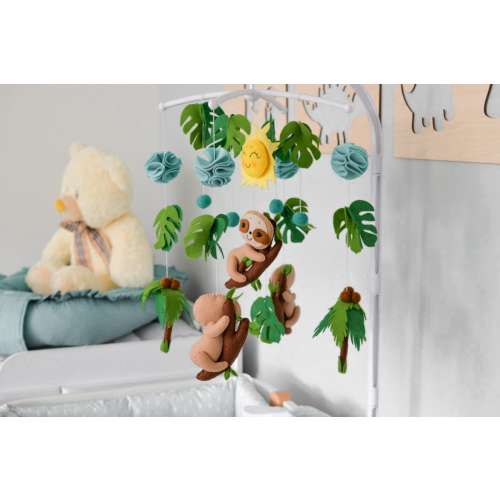 Safari Baby Mobile -  jungle nursery mobile - Newborn Gift - sloth baby shower - safari nursery decor - Crib mobile - sloth ornament