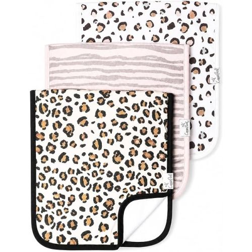 Copper Pearl Premium Baby Burp Cloths - 3-Pack Large Cotton Burp Cloths, Extra Soft Spit Up Rags with 3 Absorbent Layers, Perfect for Baby Boy and Baby Girl Gifts (21" x 10" Size, Zara Set)