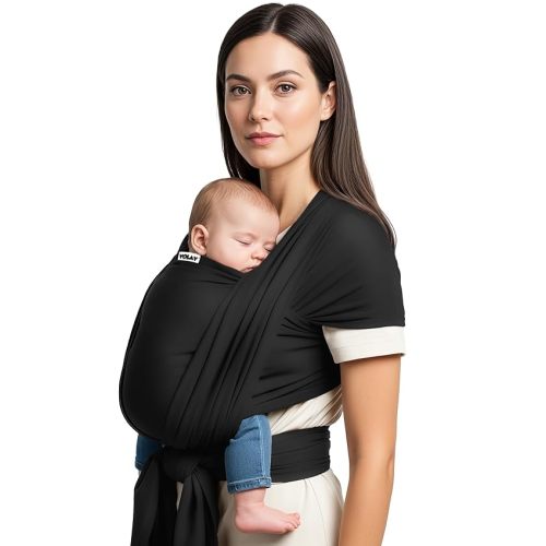 Yolay Baby Wrap Carrier Easy to Wear Soft Baby Carrier Sling Hands Free Adjustable Baby Carrier for Newborn to Toddler Upto 50 lbs, Black