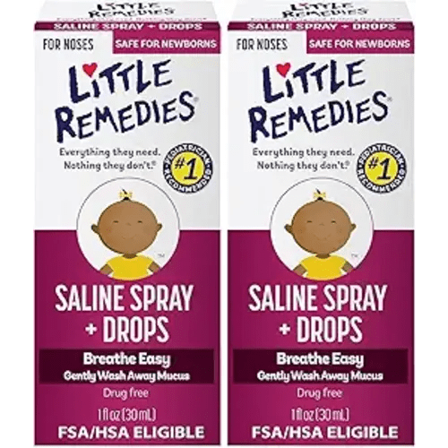Little Remedies Sterile Baby Saline Nasal Spray and Drops, Safe for Newborns to Relieve Stuffy and Dry Noses, 1 Fl Oz (Pack of 2)