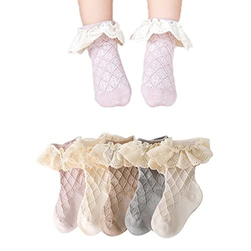 Baby Girl Princess Toddler Uniform Socks - Tube Ruffled Stockings & Mary Janes - Newborn to Infant