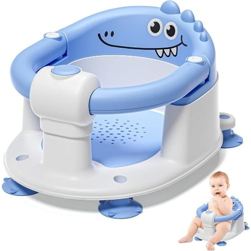 Baby Bath Seat for Babies 5 Months & Up - Non-Slip Bath Seat for Sitting Up with Baby Essentials Kit, Soft Cushion & Compact Design, Toddler Bathtub Seat