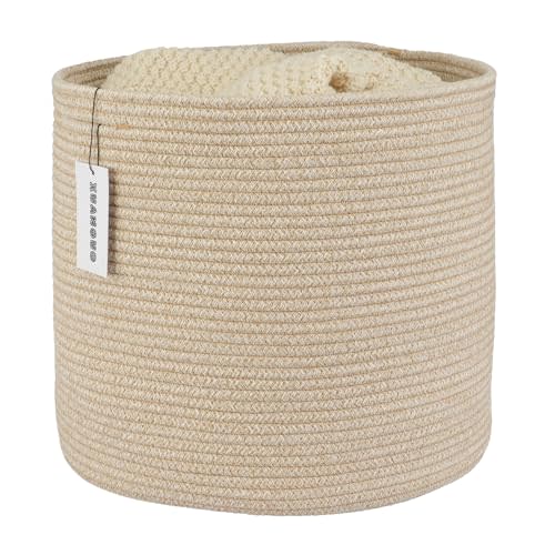 XUANGUO Cotton Rope Basket For Girls Boys Kids 16”X14” Baby Laundry Basket Nursery Bin Round Woven Baskets Organizer For Storage Toys Blankets Shoes Clothes oatmeal