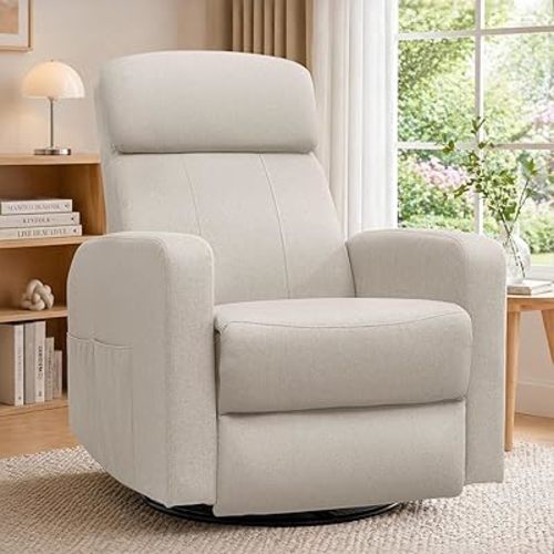 Korser Power Swivel Recliner Chairs for Adults, Electric Glider Rocking Chair Nursery, Glider Recliner Nursery Chair with Classified Side Pocket, Nursery Rocking Chairs with USB and Type-C Ports