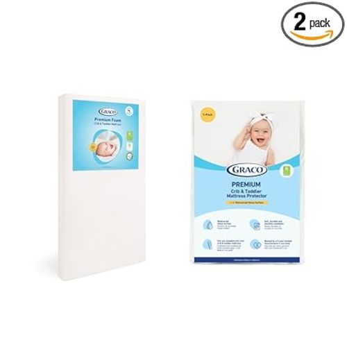 Graco Premium Crib Mattress & Protector Value Bundle (1-Pack) – Includes GREENGUARD Gold Certified Crib & Toddler Mattress, GREENGUARD Gold Certified Waterproof Protector