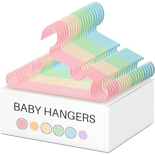 Hsei 40 Pack Pastel Color Kids Nursery Hangers Plastic Baby Hangers Heavy Duty Toddler Hanger for Pants, Coat, Skirts, Closet, Nursery Decor(Pastel Color)