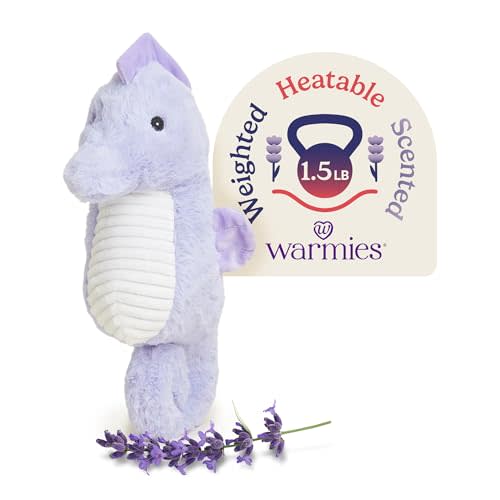 warmies Microwavable & Weighted Stuffed Animals, Sea Horse - Heated Stuffed Animal Plushie for Warmth & Comfort - Cute Soft Plush Toys for Adults & Children (Boys, Girls, Babies & Toddlers)