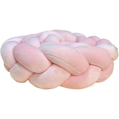 Knot Pillow Handmade Knotted Floor Mat Woven Decorative Pillow Comfortable Soft Stitched Knitted Pillow for Living Room Bed Decorations(Bumper F,Long 3M)