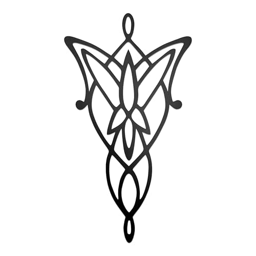 Xyverart Lord Elven-Inspired Metal Wall Decor with Evenstar Motif - The Rings Matte Black Wall Art Sculpture| Lord Gifts for Women & Fantasy Decoration for Home, Office, Bedroom, 15.7" x 8.8"