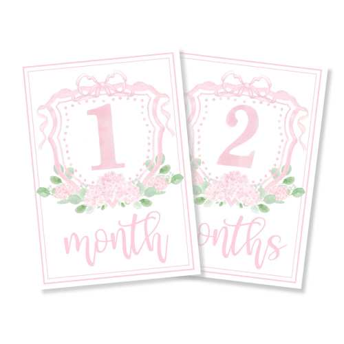 Girl Crest Monthly Milestone Cards + Welcome Baby Sign