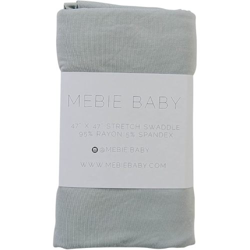 Mebie Baby Sage Stretch Swaddle, Modern and Neutral Swaddle Blanket for Baby Girl or Boy, Soft Baby Blankets, Newborn Swaddle Blanket, 0-3 Month, Comfy Wrap, Baby Essentials & Gifts (47" x 47")