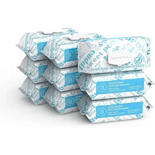 Amazon Elements Baby Wipes, Unscented, Hypoallergenic, Alcohol-Free, With Aloe and Vitamin E, 810 Count, Flip-Top Packs