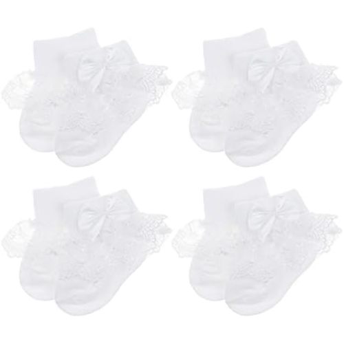 BQUBO Baby Girls Socks Eyelet Ruffle Lace Sock Baby Socks Newborn/Infant/Toddlers/Kids Dress Sock