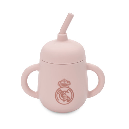 Silicone Spill-Proof Cup with Straw Pink Real Madrid