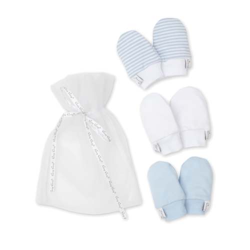 Blue Stripe 3 Pack Mitts Set w/ Tulle Bag