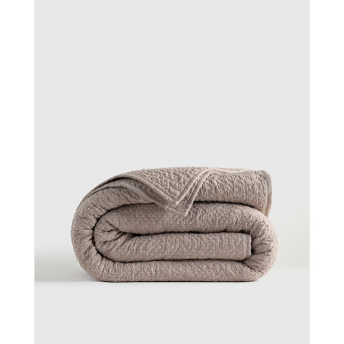 Organic Cotton Hand Stitched Quilt in Stone