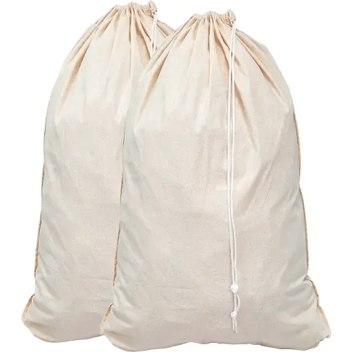 SimpleHouseware Natural Cotton Laundry Bag, Set of 2, (71 x 91 cm, Extra Large)