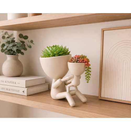 Parent Child Planter Set | Modern Minimalist Succulent Pot, Family Decor