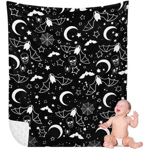 Gilprop Halloween Gothic Baby Blanket Soft Bat Flannel Newborn Goth Stuff