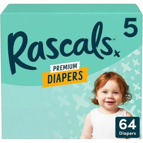 Rascals Premium Diaper (Size 5, 64 Count)