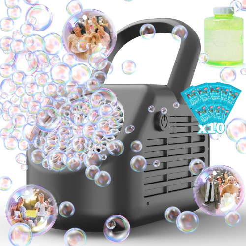 JoyStone 42-Hole Automatic Bubble Machine, 20000+ Bubbles/Minute, Black, Portable for Outdoor Parties