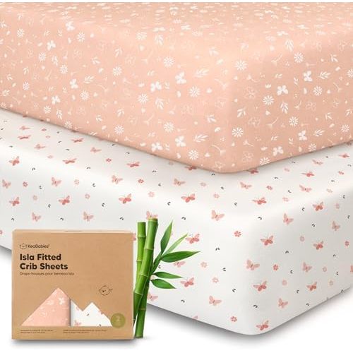 KeaBabies 2pk Baby Crib Sheets for Boys Girls, 52x28 Fitted (Butterflies)